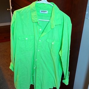 Express green linen long sleeve shirt
